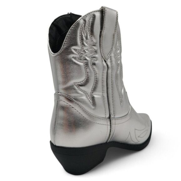 Soda Rigging S  Size 7 Silver Metallic Embroidered Western Stitch Ankle Boots - Picture 12 of 15